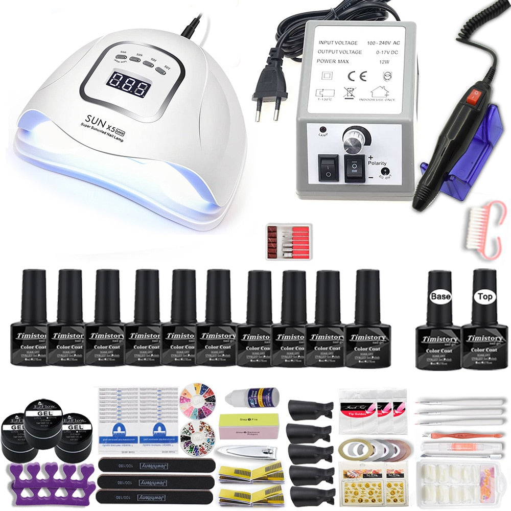 Nail Set for Nail 20 Kinds Nail Polish Kit with 20000RPM Nail drill Machine Nail lamp Acrylic Kit Nail Art Tools Nail Art Set