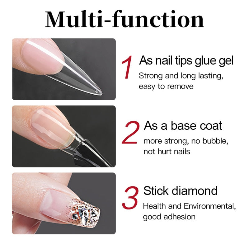 New 3in1 Nail Gel Glue Builder Extension Gel For Nail False Tips Adhesive Tools Transparent Function Gel Semi Permanent Manicure