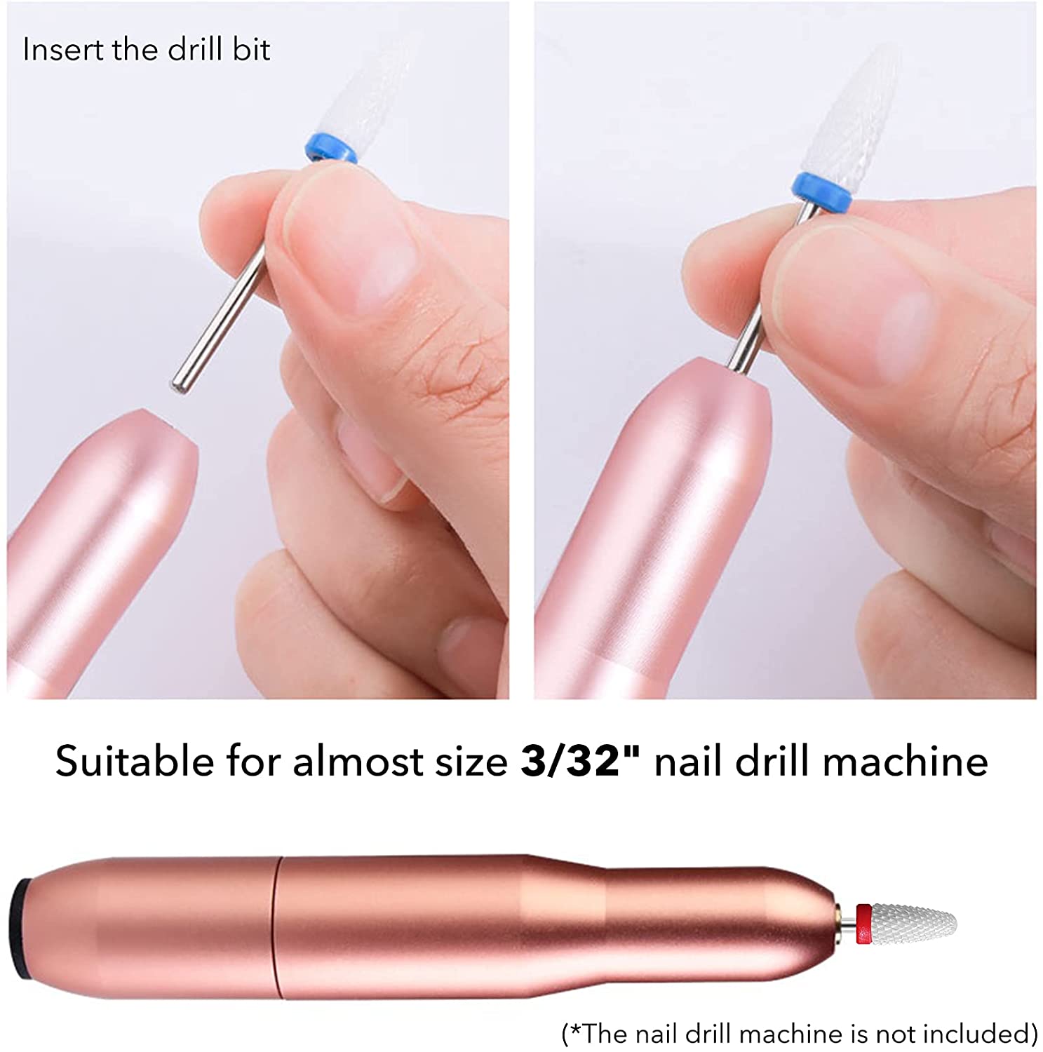 Combined Milling Cutters Set For Manicure , Ceramic Nail Drill Bits Kit Electric Removing Gel Polishing Tools