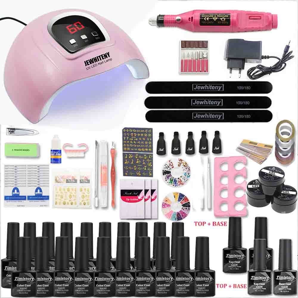 Nail Set for Nail 20 Kinds Nail Polish Kit with 20000RPM Nail drill Machine Nail lamp Acrylic Kit Nail Art Tools Nail Art Set