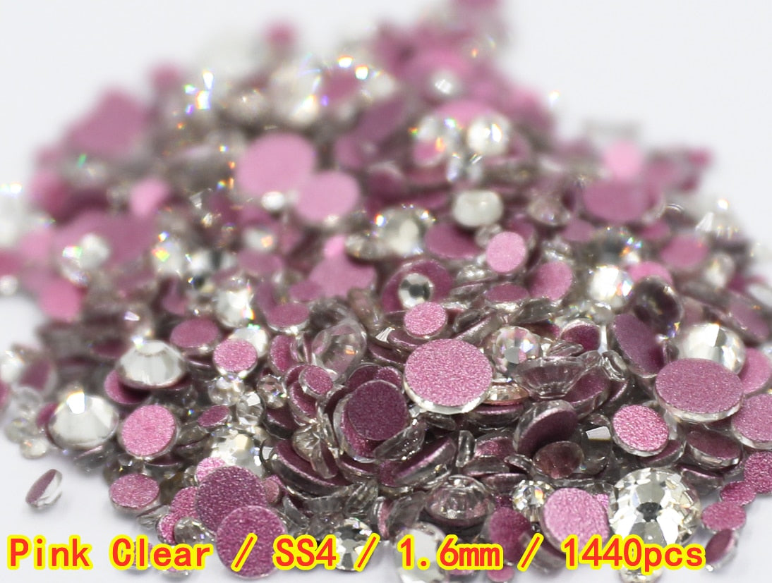 SS3-ss8 1440pcs Clear Crystal AB gold 3D Non HotFix FlatBack Nail Art Rhinestones Decorations Shoes And Dancing Decoration