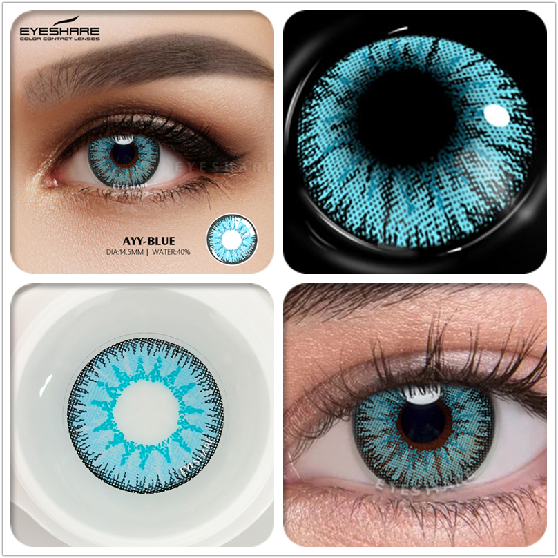 EYESHARE 1pair Cosplay Color Contact Lenses for Eyes AYY Series Fashion Makeup Red Blue Lens Yearly Use Beauty Makeup for Eyes