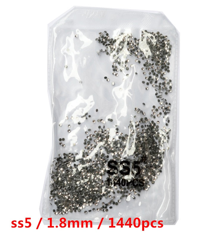 SS3-ss8 1440pcs Clear Crystal AB gold 3D Non HotFix FlatBack Nail Art Rhinestones Decorations Shoes And Dancing Decoration