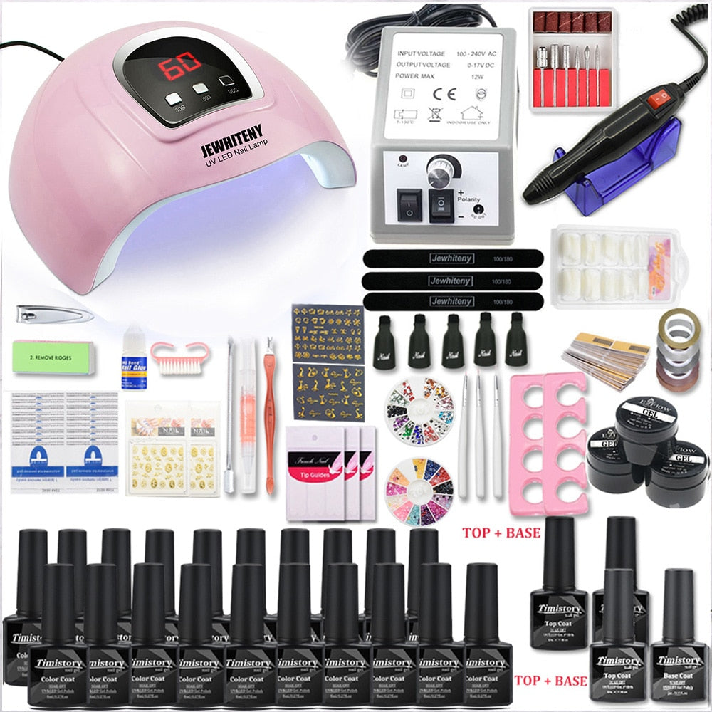 Nail Set for Nail 20 Kinds Nail Polish Kit with 20000RPM Nail drill Machine Nail lamp Acrylic Kit Nail Art Tools Nail Art Set