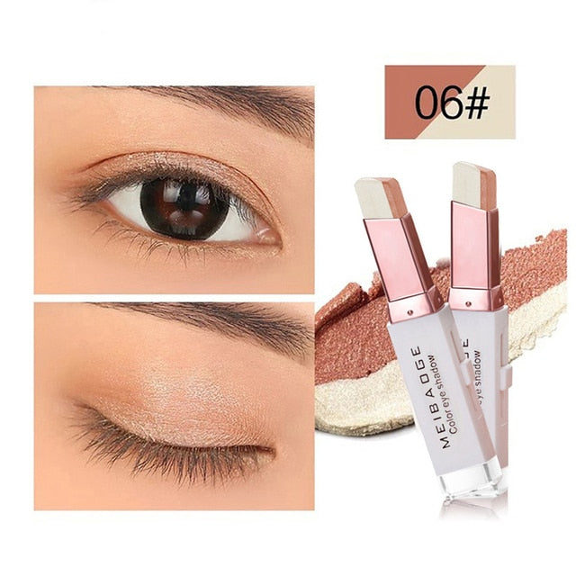 Double Color Glitter Eye shadow Stick Matte Eyeshadow Makeup Waterproof Bicolor Shimmer Cosmetics Beauty Makeup Tool