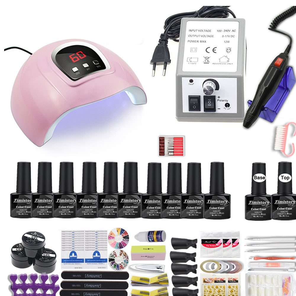 Nail Set for Nail 20 Kinds Nail Polish Kit with 20000RPM Nail drill Machine Nail lamp Acrylic Kit Nail Art Tools Nail Art Set