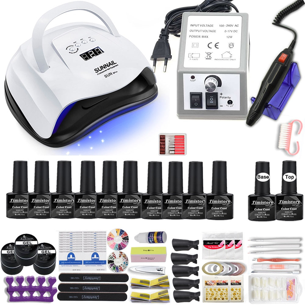 Nail Set for Nail 20 Kinds Nail Polish Kit with 20000RPM Nail drill Machine Nail lamp Acrylic Kit Nail Art Tools Nail Art Set