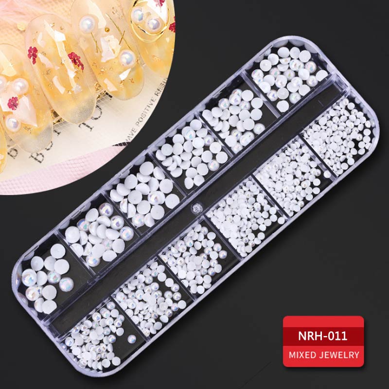 1 Box Nail Art Decorations Nail Rhinestones Mixed Colors AB Crystal Strass 3D Charm Gems DIY Rivet Nails Manicure Accessories