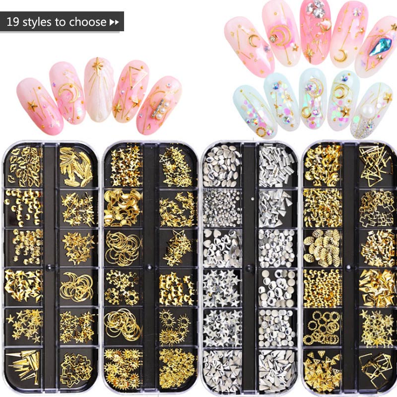 1 Box Nail Art Decorations Nail Rhinestones Mixed Colors AB Crystal Strass 3D Charm Gems DIY Rivet Nails Manicure Accessories