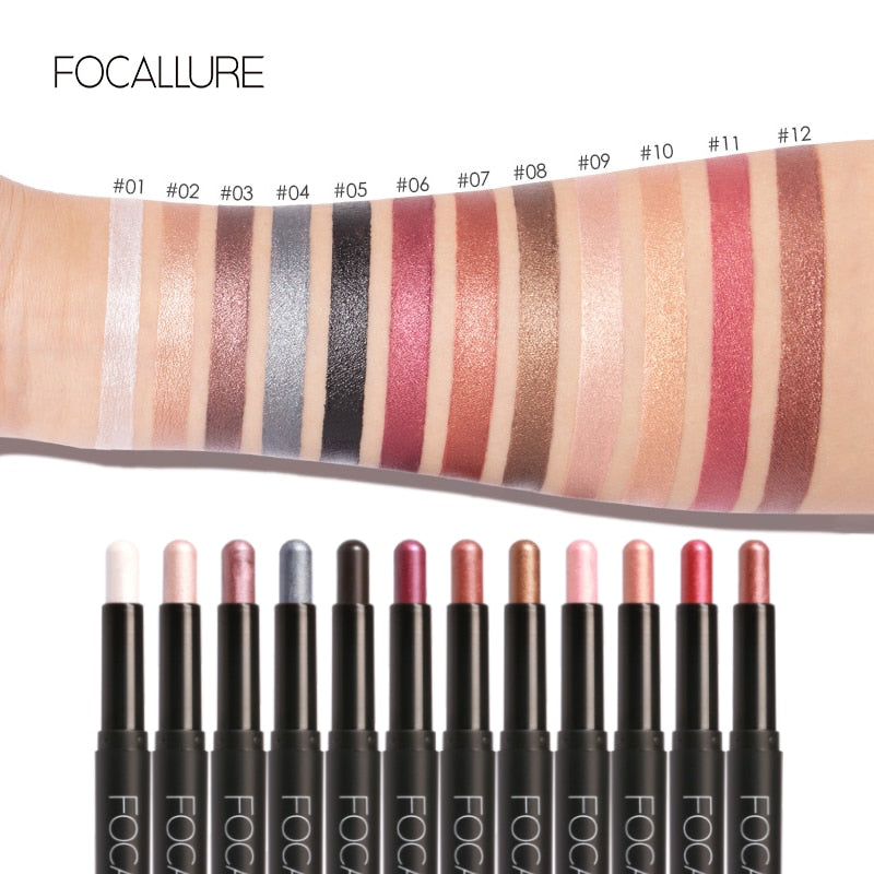 FOCALLURE Professional Single Eyeshadow Stick Matte Easy to Wear Pigment Women Beauty Nude Eye Shadow Pencil Makeup