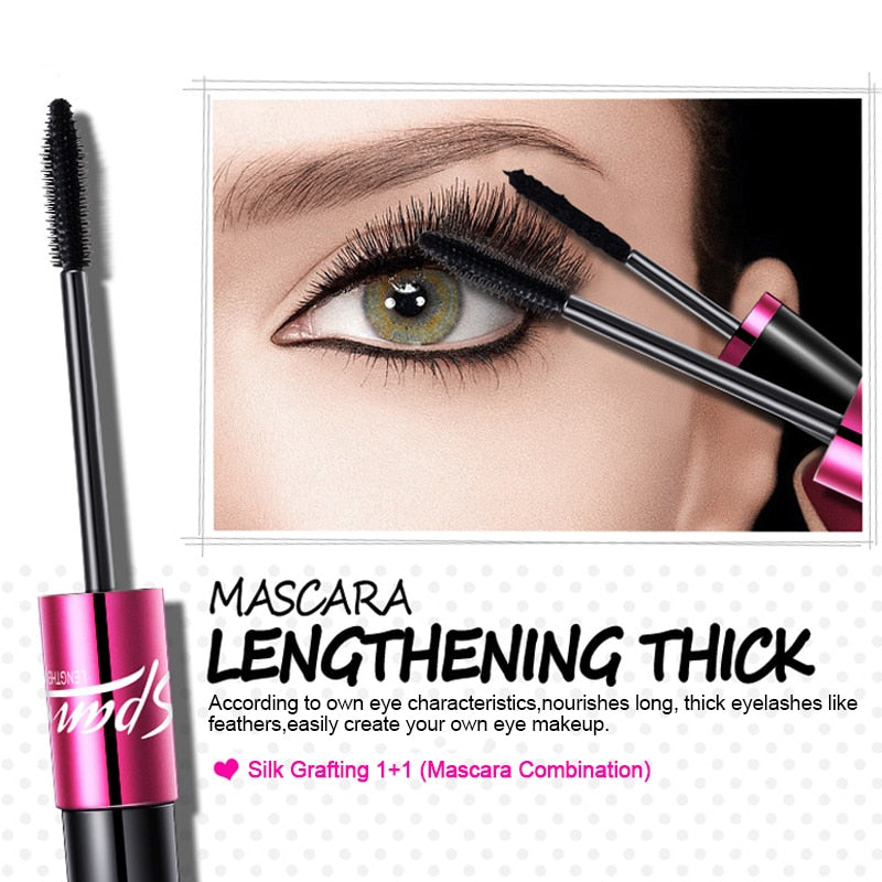 BIOAQUA  Black Silk Mascara Makeup Set Eyelash Extension Lengthening Volume 3D Fiber Mascara Waterproof Cosmetics 2pcs/lot