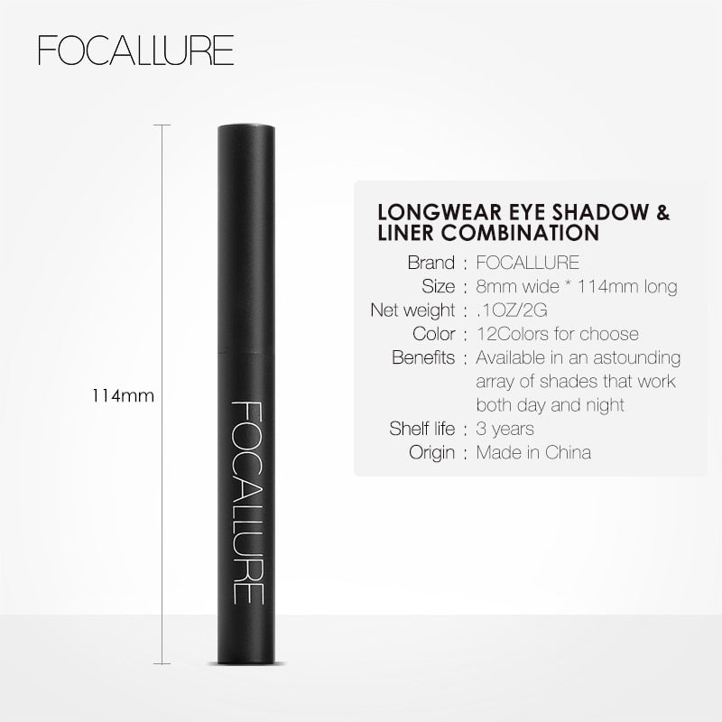 FOCALLURE Professional Single Eyeshadow Stick Matte Easy to Wear Pigment Women Beauty Nude Eye Shadow Pencil Makeup