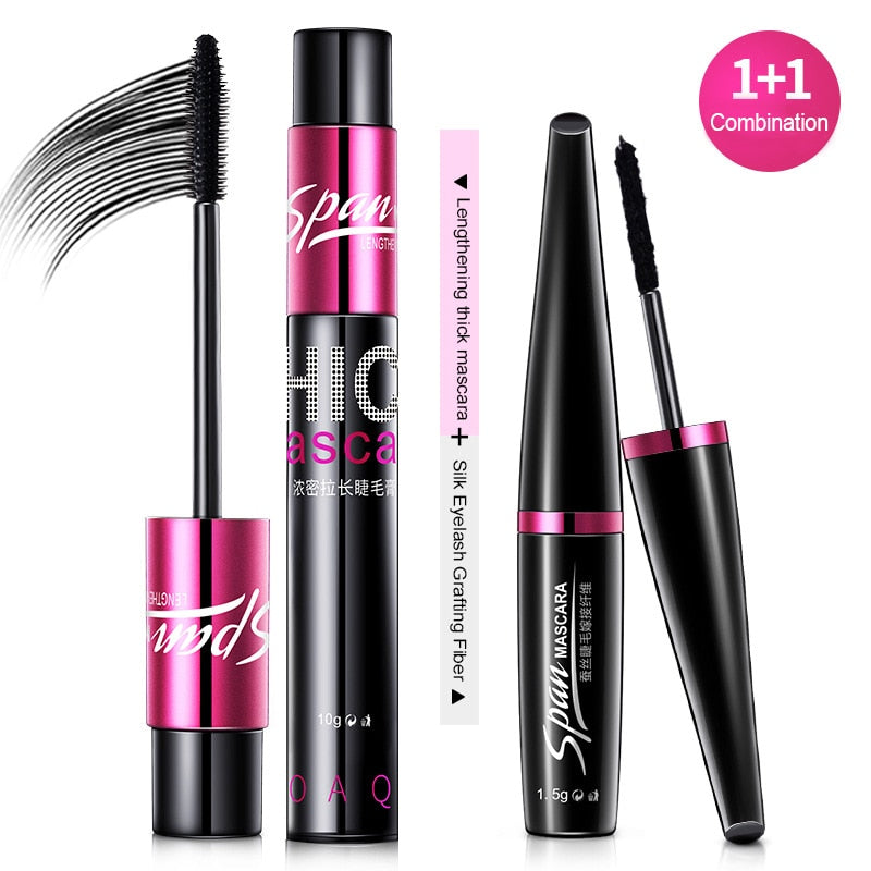 BIOAQUA  Black Silk Mascara Makeup Set Eyelash Extension Lengthening Volume 3D Fiber Mascara Waterproof Cosmetics 2pcs/lot