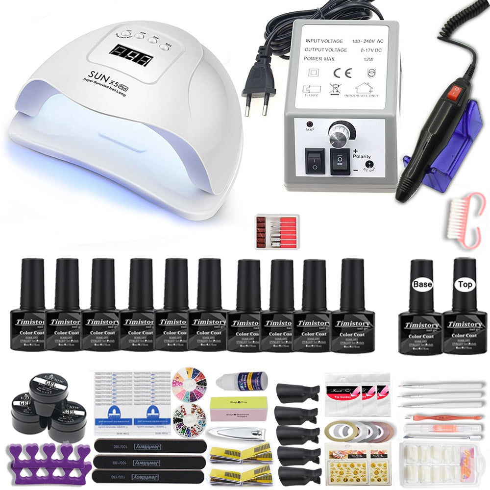 Nail Set for Nail 20 Kinds Nail Polish Kit with 20000RPM Nail drill Machine Nail lamp Acrylic Kit Nail Art Tools Nail Art Set