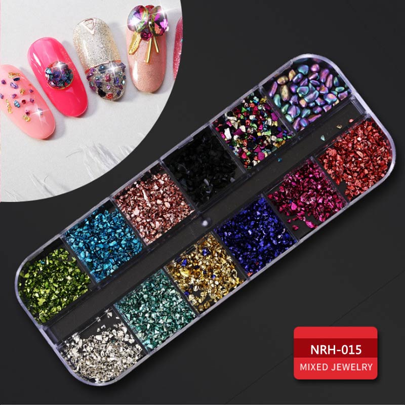 1 Box Nail Art Decorations Nail Rhinestones Mixed Colors AB Crystal Strass 3D Charm Gems DIY Rivet Nails Manicure Accessories