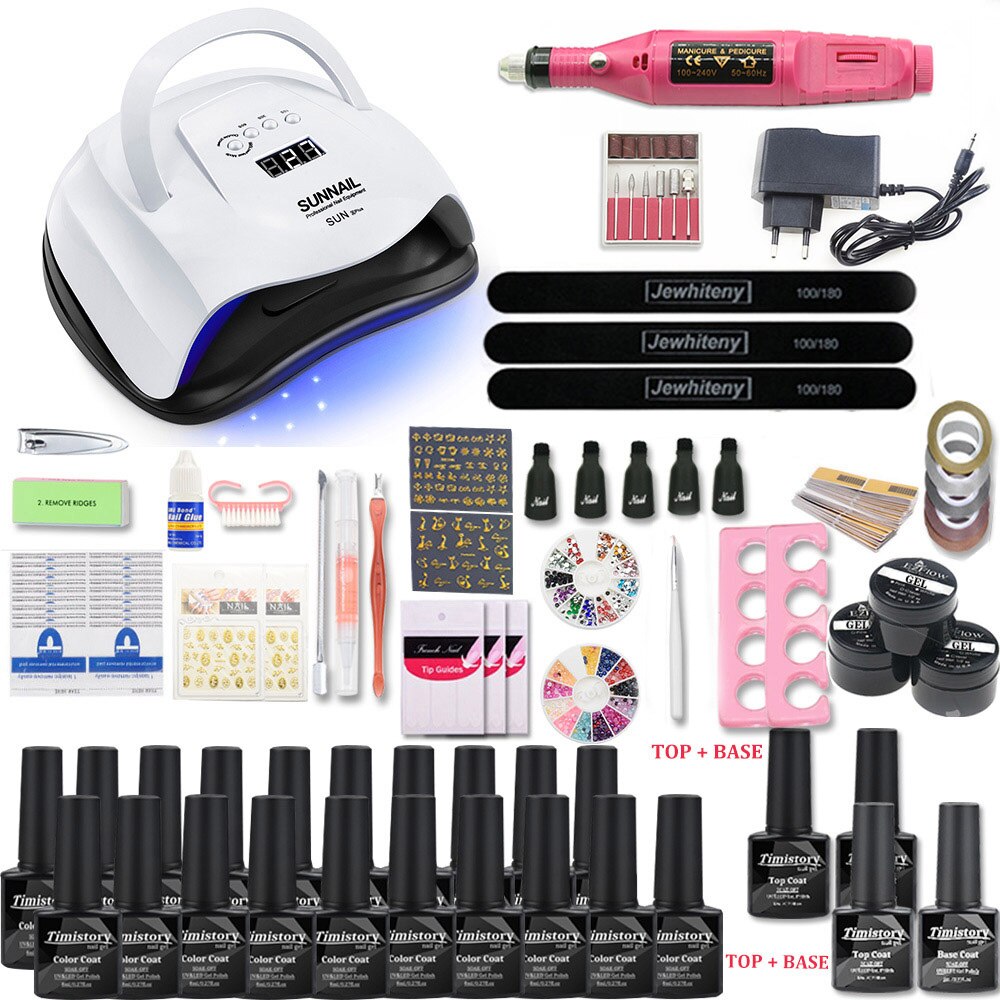 Nail Set for Nail 20 Kinds Nail Polish Kit with 20000RPM Nail drill Machine Nail lamp Acrylic Kit Nail Art Tools Nail Art Set