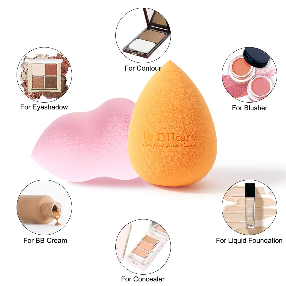 DUcare Flat Top Buffing Makeup Brush Foundation Brush with 4pcs Makeup Sponge Beauty Egg Powder Blush Face Pro Makeup Brush Set