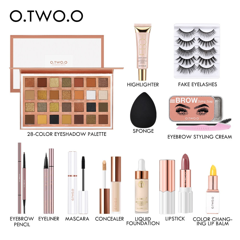 O.TWO.O 11pcs/set Full Makeup Kit Include Eye Shadow Blusher Concealer Contour Highlight Mascara Eyebrow Eyeliner Loose Powder