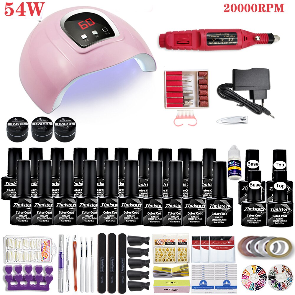 150W Nail Lamp Gift Set With 30 Colors Nail Gel Polish Manicure Set Acrylic Nail Kit With High Quality 20/12W Nail Drill Machine