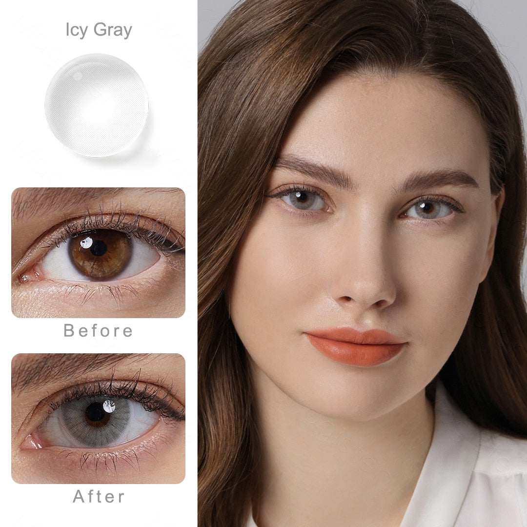 Gray Brown Natural Contact Lenses 1 Pair Colored Lenses Super Natural Eye Color Lens Yearly Lenses For Eyes Beauty Pupilentes