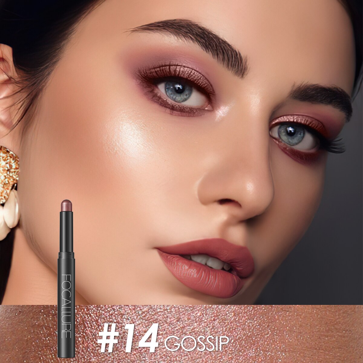 FOCALLURE Professional Single Eyeshadow Stick Matte Easy to Wear Pigment Women Beauty Nude Eye Shadow Pencil Makeup